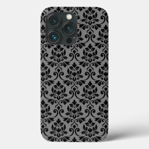 Feuille Damask Pattern Black on Grey iPhone 13 Pro Case
