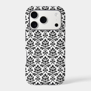 Feuille Damask Pattern Black on White
