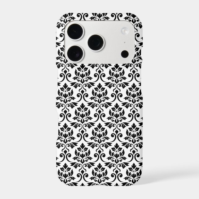 Feuille Damask Pattern Black on White (Back)