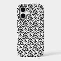 Feuille Damask Pattern Black on White