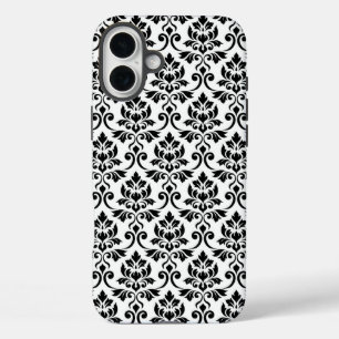 Feuille Damask Pattern Black on White iPhone 16 Plus Case