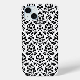 Feuille Damask Pattern Black on White iPhone 15 Mini Case