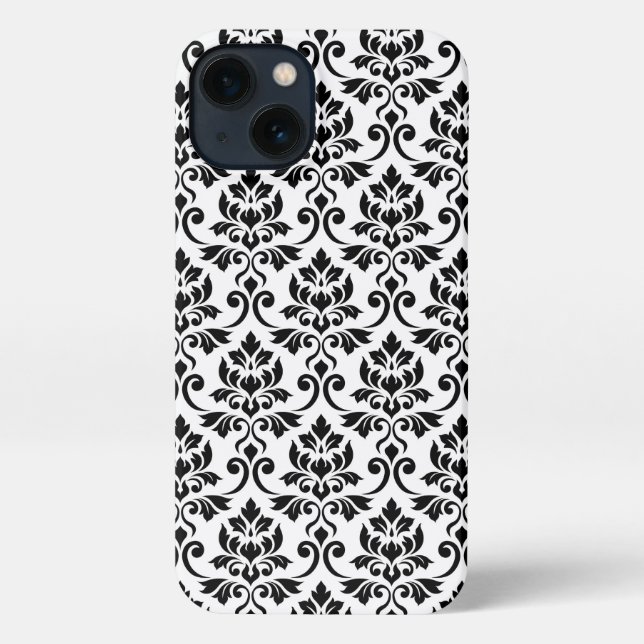 Feuille Damask Pattern Black on White iPhone Case (Back)