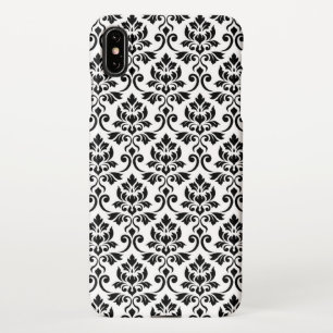 Feuille Damask Pattern Black on White iPhone Case