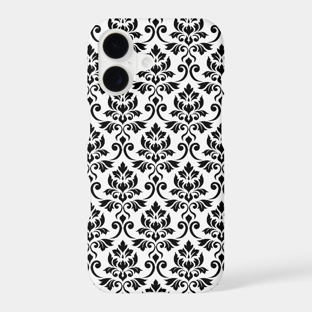Feuille Damask Pattern Black on White iPhone Case (Back)