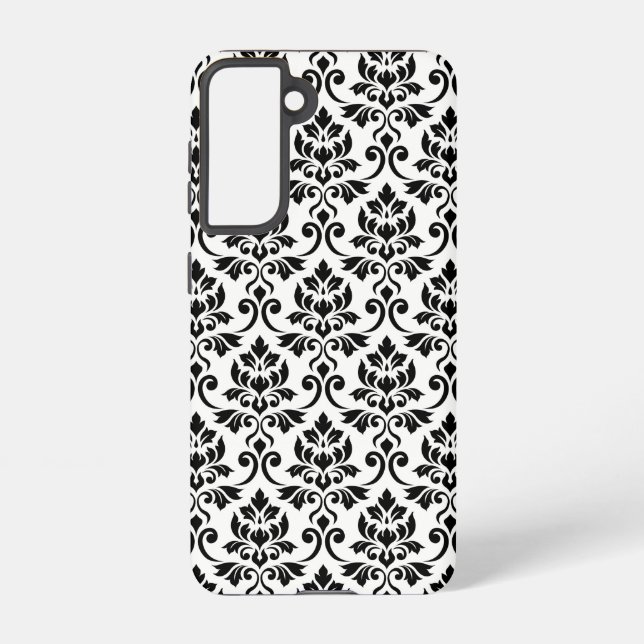 Feuille Damask Pattern Black on White Samsung Galaxy S21 Case (Back)