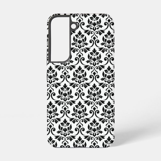 Feuille Damask Pattern Black on White Samsung Galaxy S22 Case (Back)
