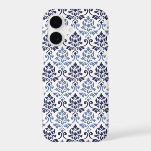 Feuille Damask Pattern Blues on Cream
