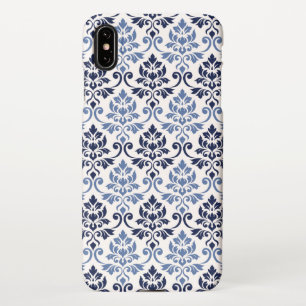Feuille Damask Pattern Blues on Cream iPhone Case