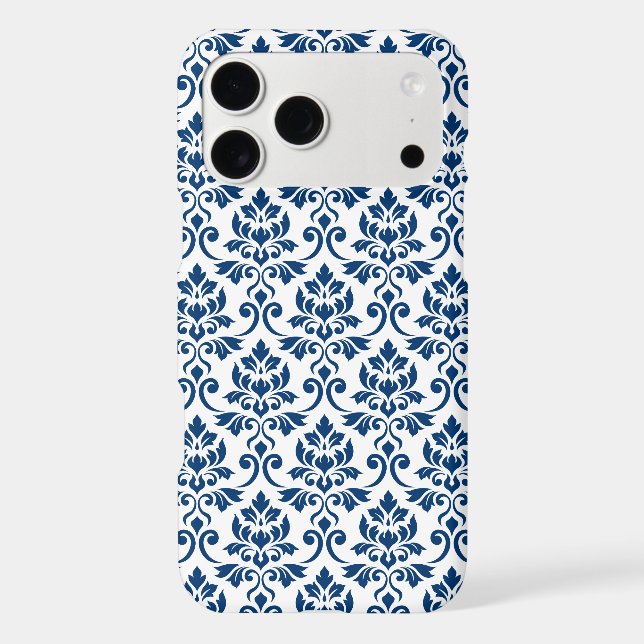 Feuille Damask Pattern Dark Blue on White (Back)