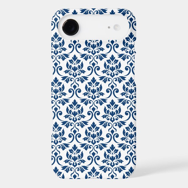 Feuille Damask Pattern Dark Blue on White (Back)