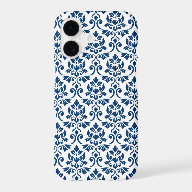 Feuille Damask Pattern Dark Blue on White (Back)