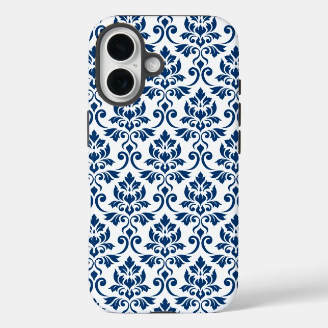 Feuille Damask Pattern Dark Blue on White Case-Mate iPhone Case (Back)