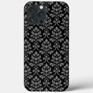 Feuille Damask Pattern Grey on Black iPhone 13 Pro Max Case