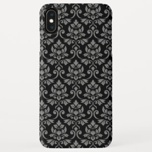 Feuille Damask Pattern Grey on Black iPhone XS Max Case