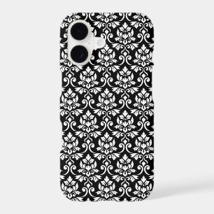 Feuille Damask Pattern White on Black