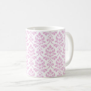 Feuille Damask Pink on White Big Pattern Coffee Mug