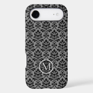 Feuille Damask Ptn Black on Gray (Personalized)