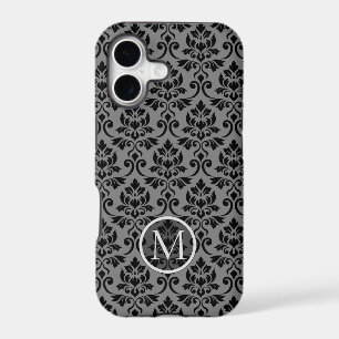Feuille Damask Ptn Black on Gray (Personalized)