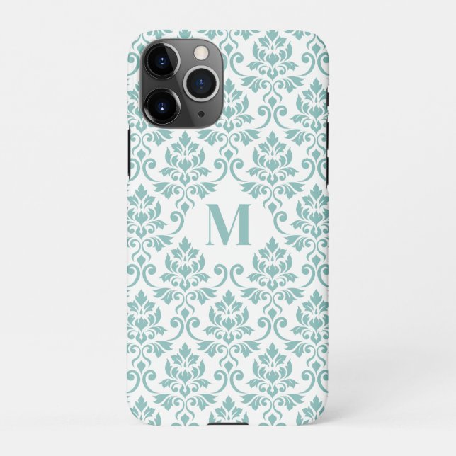 Feuille Damask Teal Pattern (Custom) iPhone Case (Back)