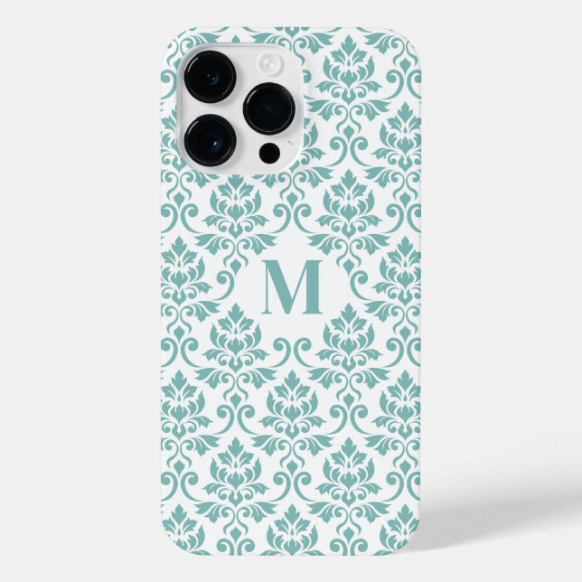 Feuille Damask Teal Pattern (Custom) iPhone Case (Back)