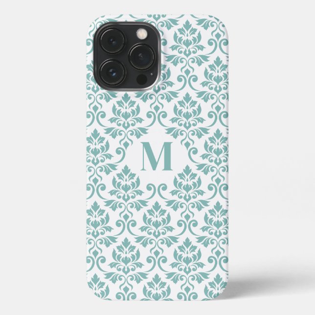Feuille Damask Teal Pattern (Custom) iPhone Case (Back)