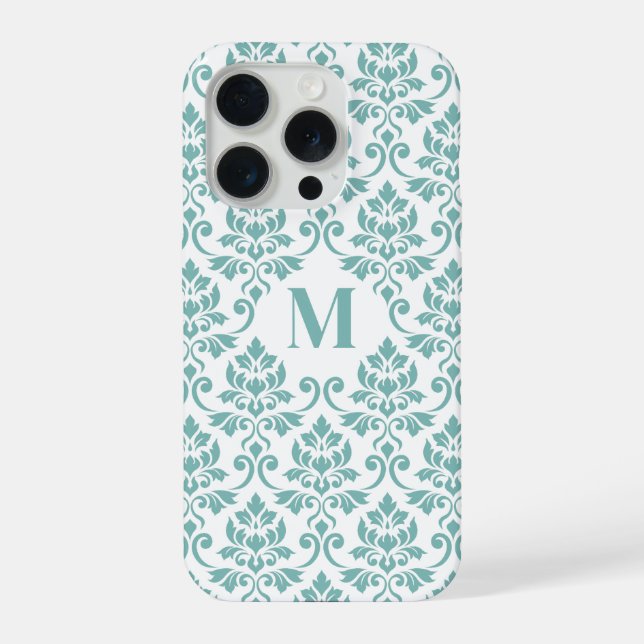 Feuille Damask Teal Pattern (Custom) iPhone Case (Back)