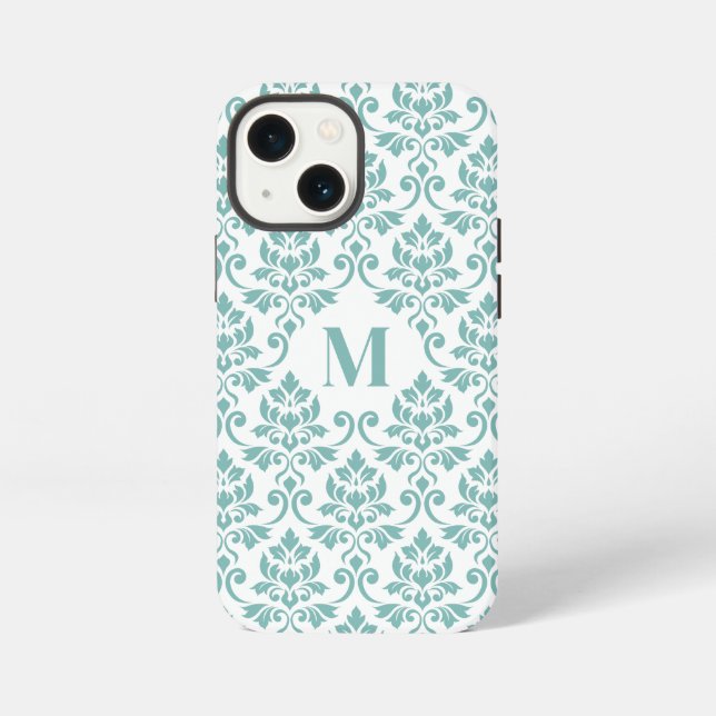 Feuille Damask Teal Pattern (Custom) iPhone Case (Back)