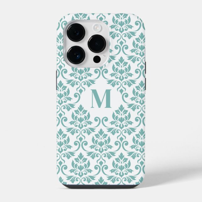 Feuille Damask Teal Pattern (Custom) iPhone Case (Back)