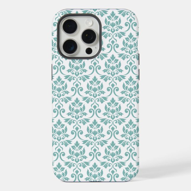 Feuille Damask Teal Pattern iPhone Case (Back)