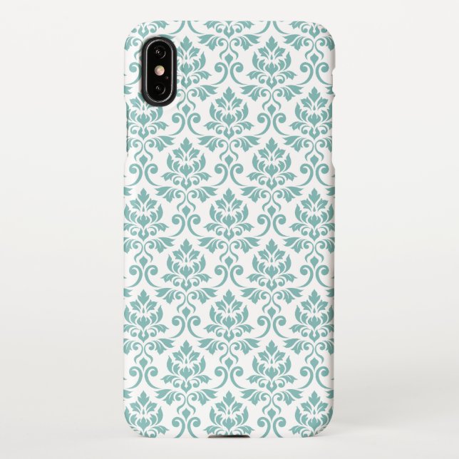 Feuille Damask Teal Pattern iPhone Case (Back)