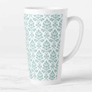 Feuille Damask Teal Pattern Latte Mug