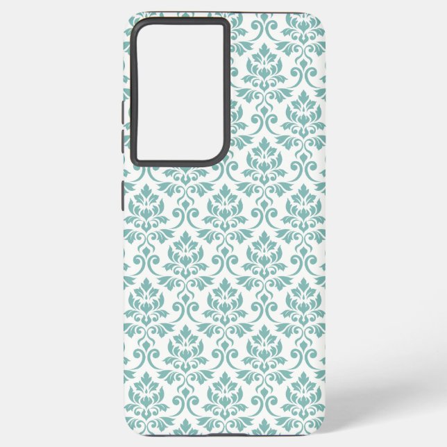 Feuille Damask Teal Pattern Samsung Galaxy S21 Ultra Case (Back)
