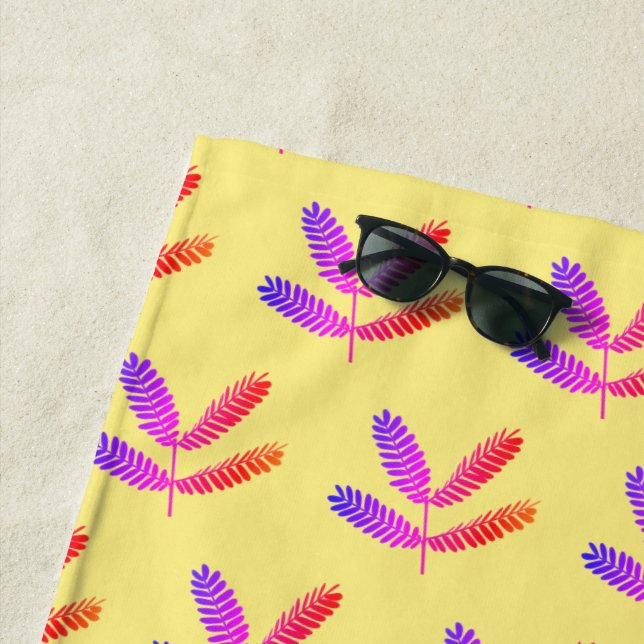 Fever Tree Leaves Pattern Beach Towel (In Situ)