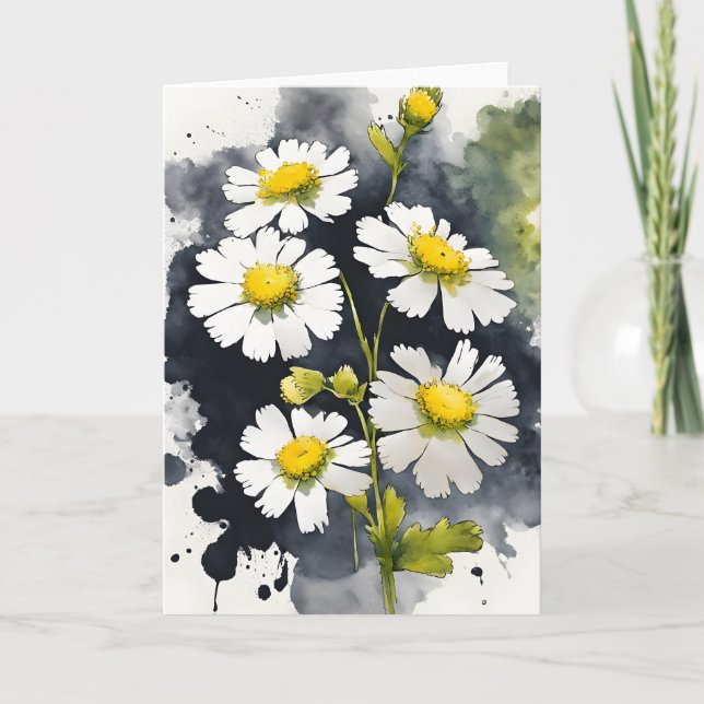 Feverfew - Watercolor flowers Card (Front)