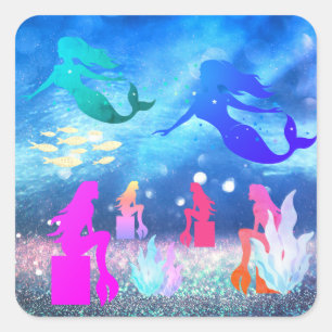 few mermaids square sticker
