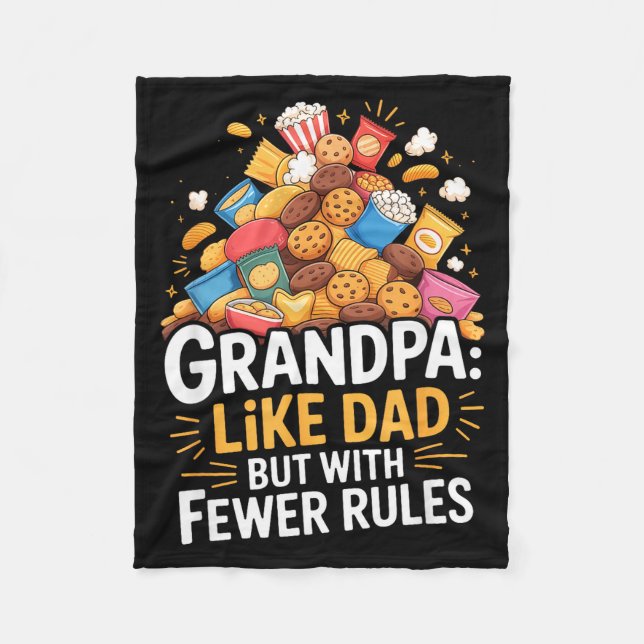 Fewer Rules Funny Grandpa  Fleece Blanket (Front)
