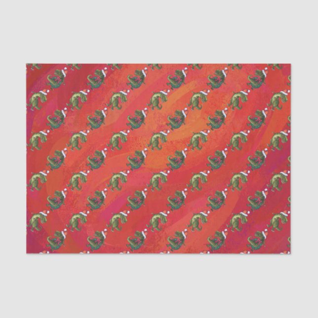 Fextive TRex Dino Pattern on Red Tissue Paper (Front)