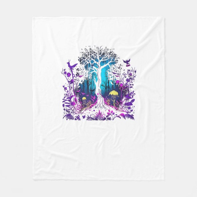 Fey Gothic Emo Goblincore Aesthetic  Forest Graphi Fleece Blanket (Front)