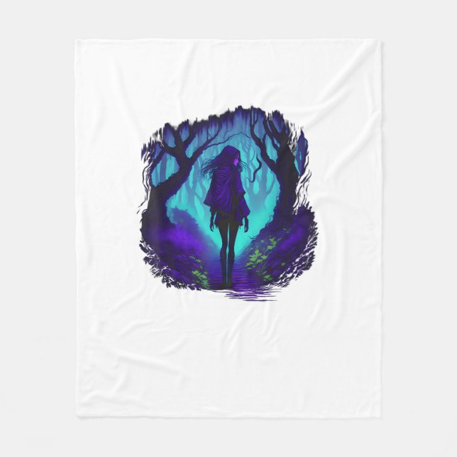 Fey Gothic Emo Goblincore Aesthetic  Forest Graphi Fleece Blanket (Front)