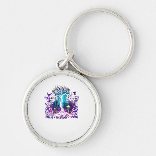 Fey Gothic Emo Goblincore Aesthetic  Forest Graphi Key Ring (Front)