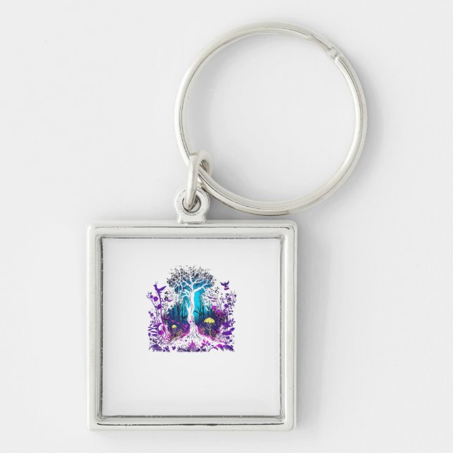 Fey Gothic Emo Goblincore Aesthetic  Forest Graphi Key Ring (Front)