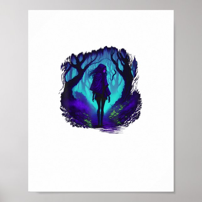 Fey Gothic Emo Goblincore Aesthetic  Forest Graphi Poster (Front)