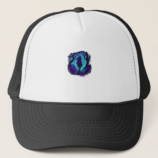 Fey Gothic Emo Goblincore Aesthetic  Forest Graphi Trucker Hat (Front)