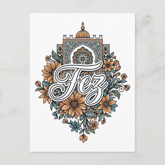 Fez Morocco Floral  Holiday Postcard (Front)