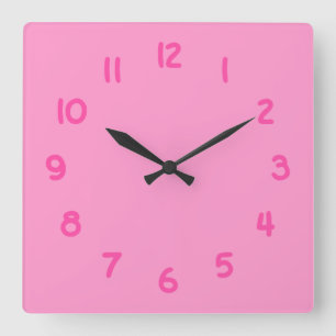 FF99CC Pink Square Wall Clock