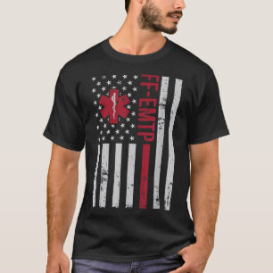 FF-EMTP Firefighter Paramedic USA Flag T-Shirt
