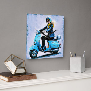 “Fiamma” “Corsa Elegante” – Elegant Ride Square Wall Clock