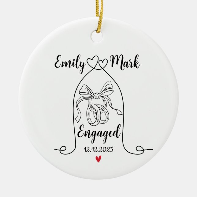 Fiance Gift, Proposal Keepsake, couple engaged  Ceramic Ornament (Front)