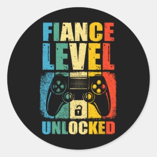 Fiance Level Unlocked Wedding Gamer Groom To Be Bl Classic Round Sticker